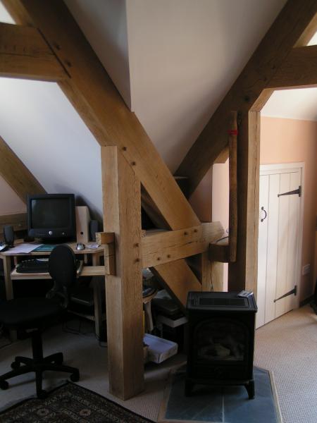 The study in an oak framed house.